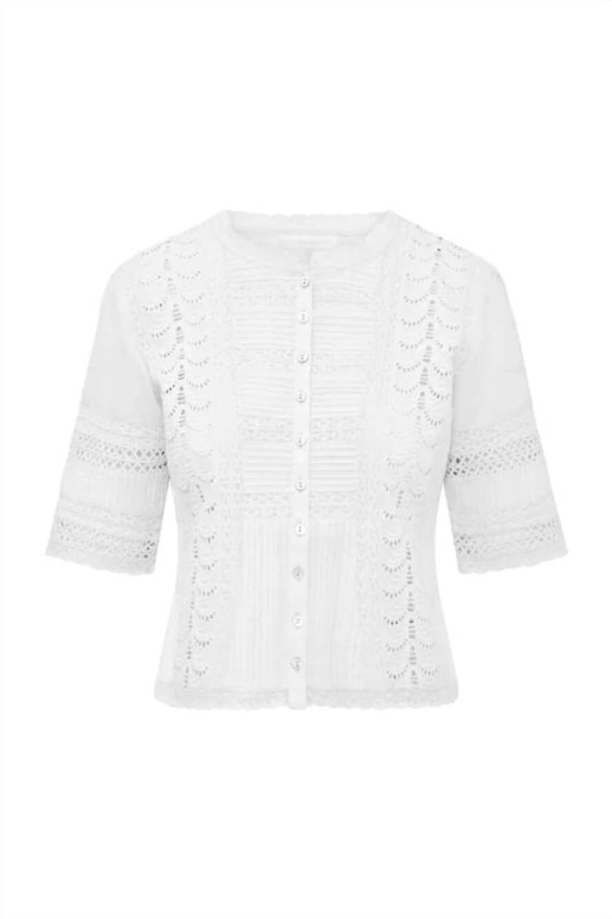 NEW LOVESHACKFANCY women's ciela lightweight blouse top in optic white